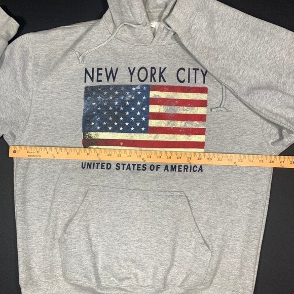 TORKIA APPAREL NEW YORK CITY Men`s Size 2XL Grey USA Flag Hoodie - Picture 4 of 7